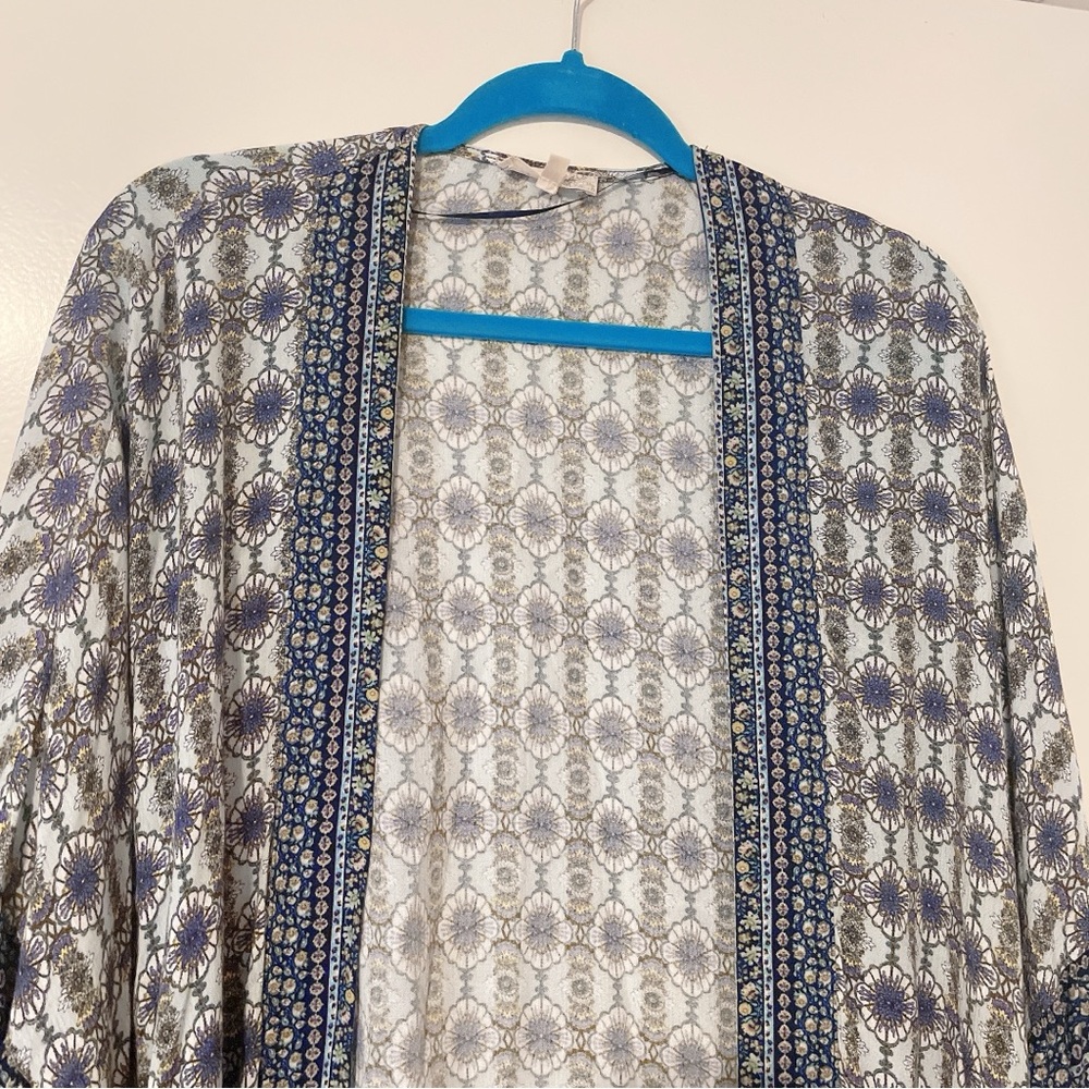 Mystree Boho Printed Open Front Kimono Cardigan - Picture 2 of 7